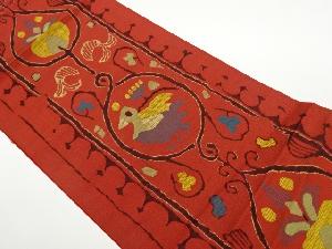 本場筑前博多草木染花鳥に縞・幾何学模様織出し名古屋帯